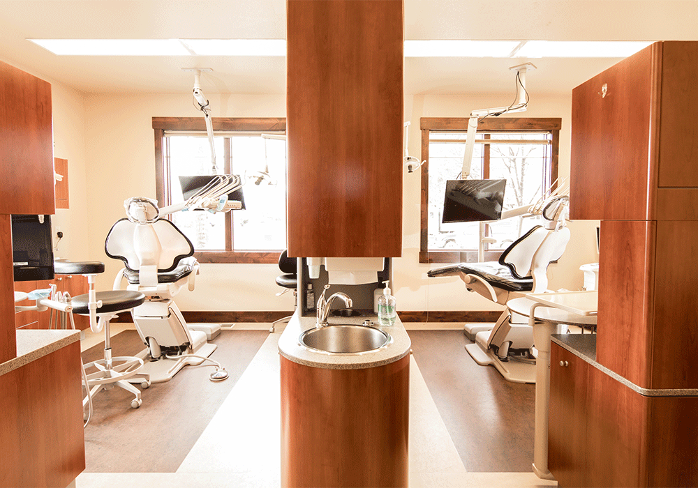 Two patient exam stations at Montana Dental Arts in Missoula, Montana.